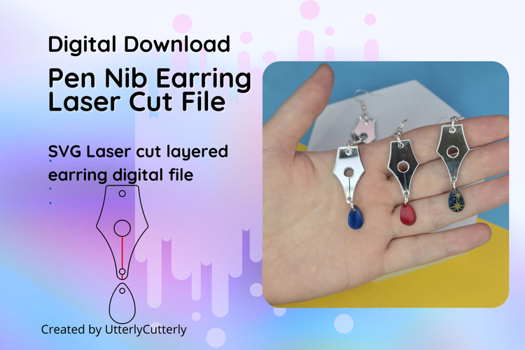 Fountain Pen Earring Laser Cut File- SVG FILE