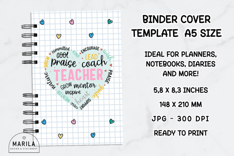Teacher A5 Binder Cover Template | Printable JPG