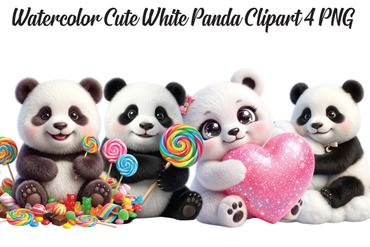 Watercolor Cute White Panda Png Clipart