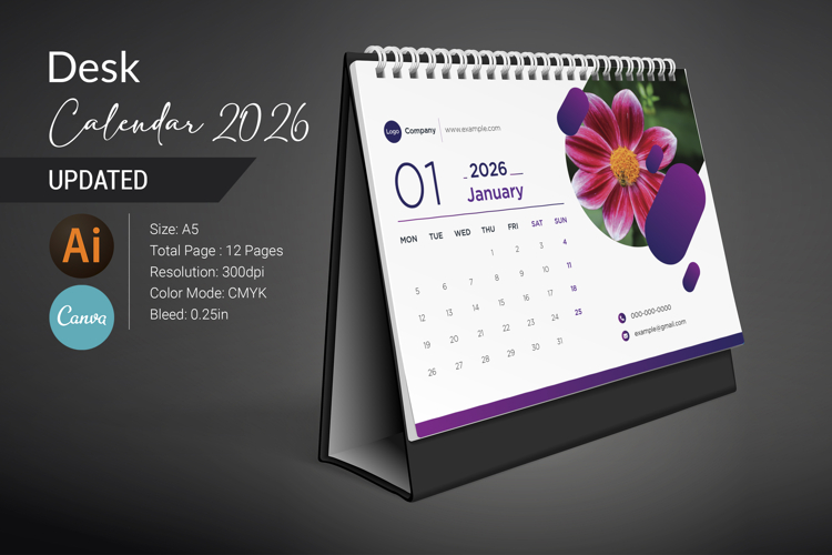Desk Calendar 2026 example image 1