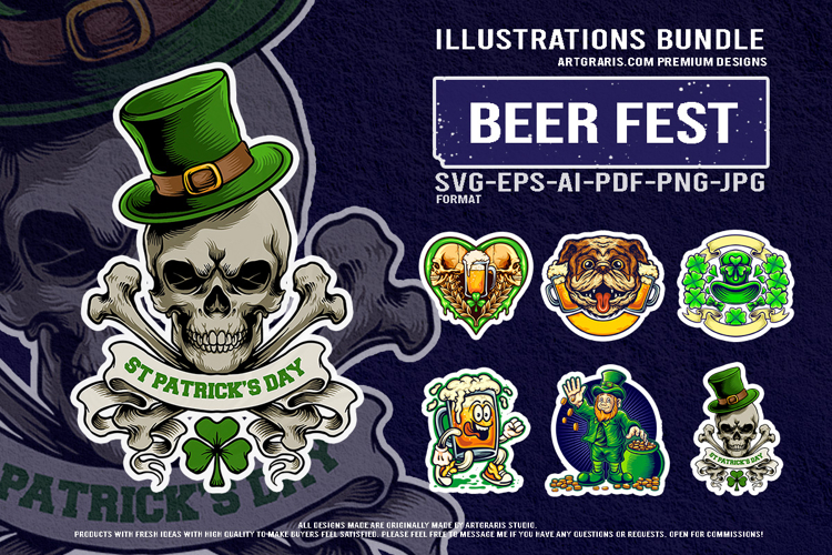 St Patrick’s Day Beer Party Vector Logo Collections
