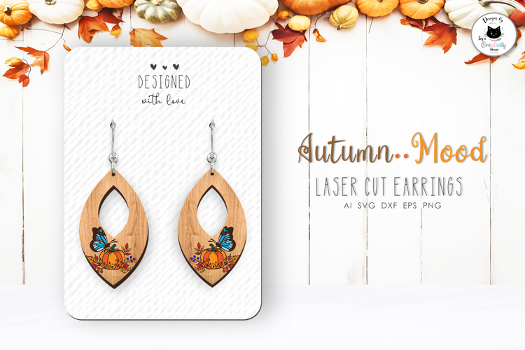Autumn & Fall Dangling Earrings | Pumpkin Earrings Laser Cut