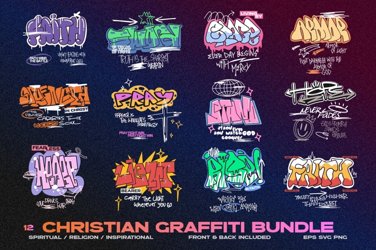 Christian Graffiti T-shirt Designs Bundle | Street Style