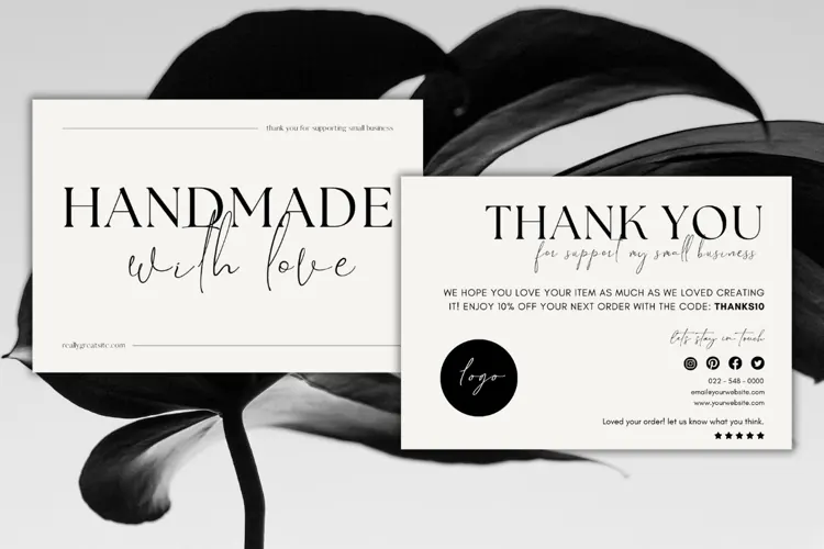 DIY Handmade with Love Package Insert Card