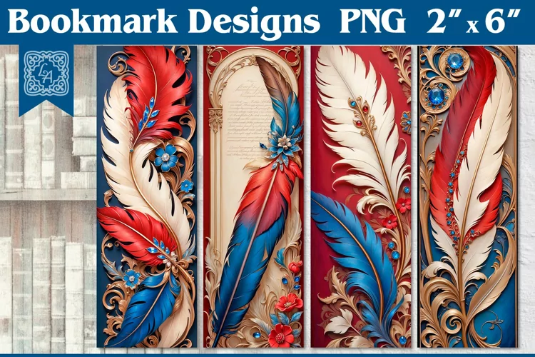 Feather Printable Bookmark 4 PNG