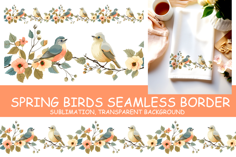 Seamless Spring Easter border PNG