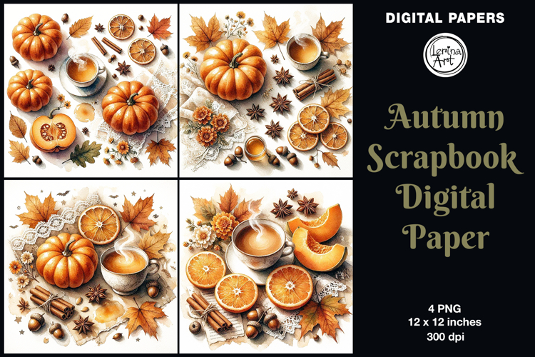 Autumn digital papers. Junk Journal page. Scrapbook