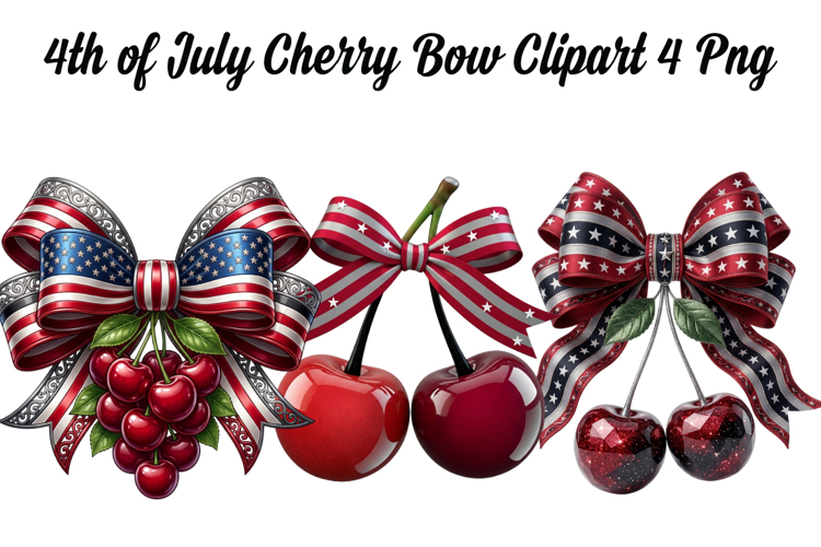 4th of July Cherry Bow Png Clipart
