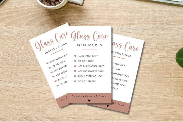 Printable Glass Care Instructions Card example image 1
