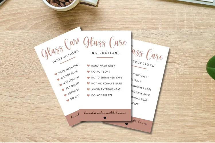 Printable Glass Care Instructions Card