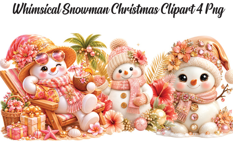 Whimsical Snowman Christmas Png Clipart