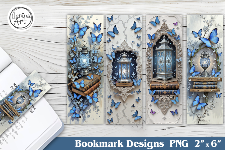 Butterfly & Lantern Printable Bookmark 4 PNG