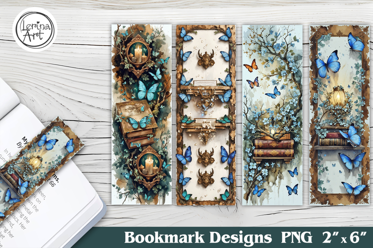 Butterfly & Lantern Printable Bookmark 4 PNG