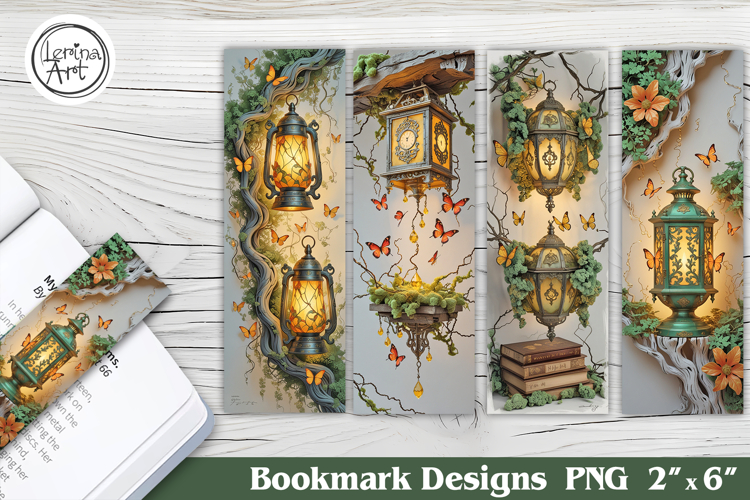 Butterfly & Lantern Printable Bookmark 4 PNG