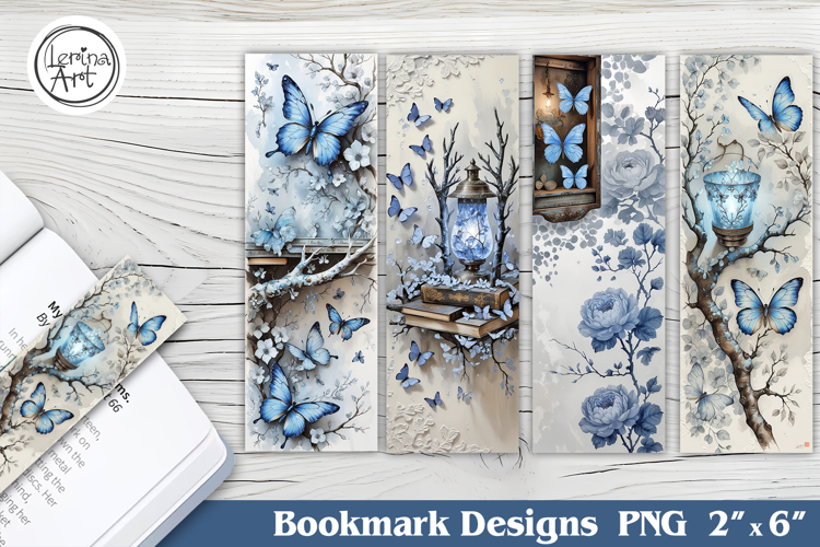 Butterfly & Lantern Printable Bookmark 4 PNG