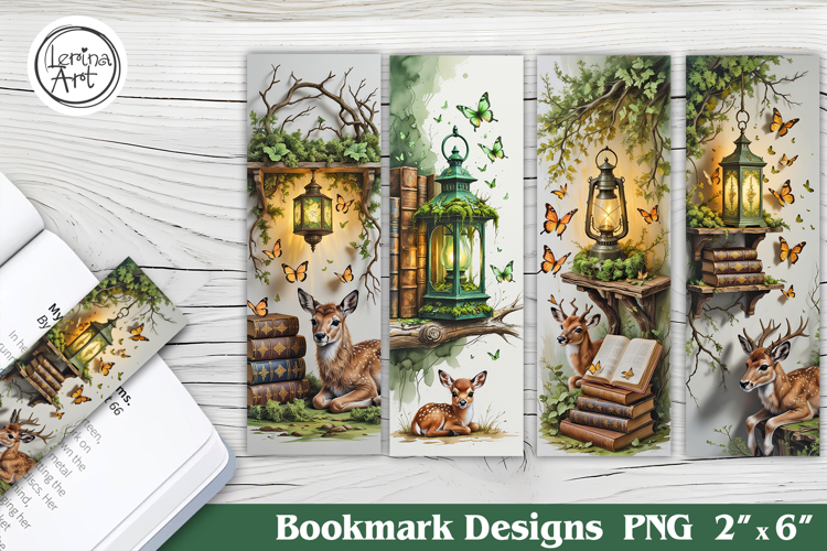 Deer & Lantern Printable Bookmark 4 PNG