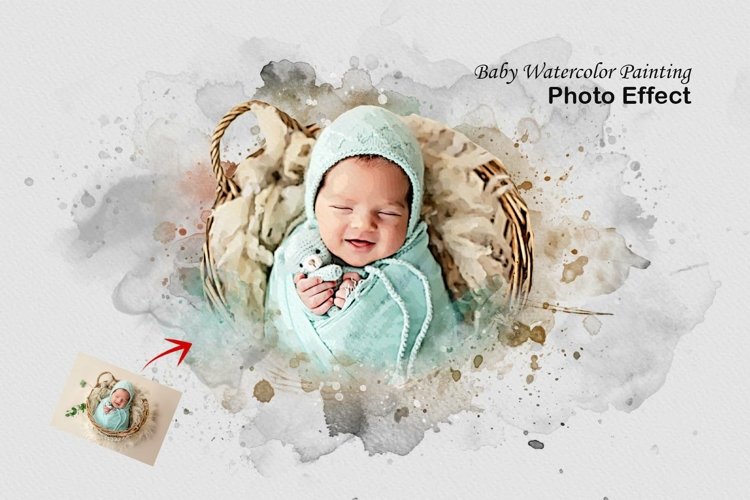 Baby Watercolor Painting Effect example image 1