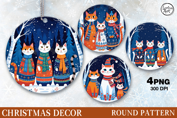 Christmas Decor | Boho Cat | PNG Sublimation
