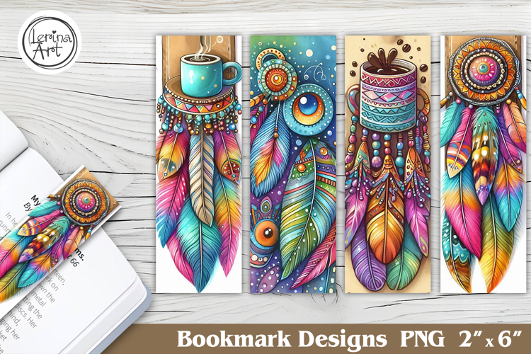 Boho Feather Printable Bookmark 4 PNG