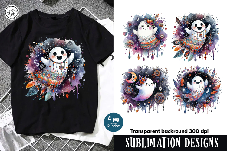 Boho Ghost. Sublimation design PNG
