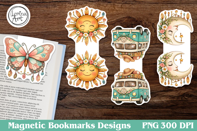 Boho Summer Magnetic Bookmarks 4 PNG