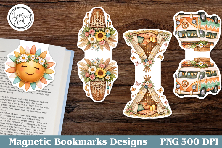 Boho Summer Magnetic Bookmarks 4 PNG