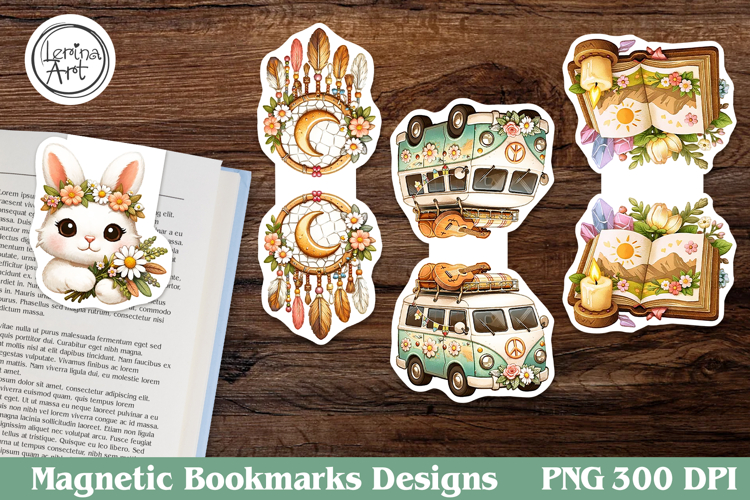 Boho Summer Magnetic Bookmarks 4 PNG