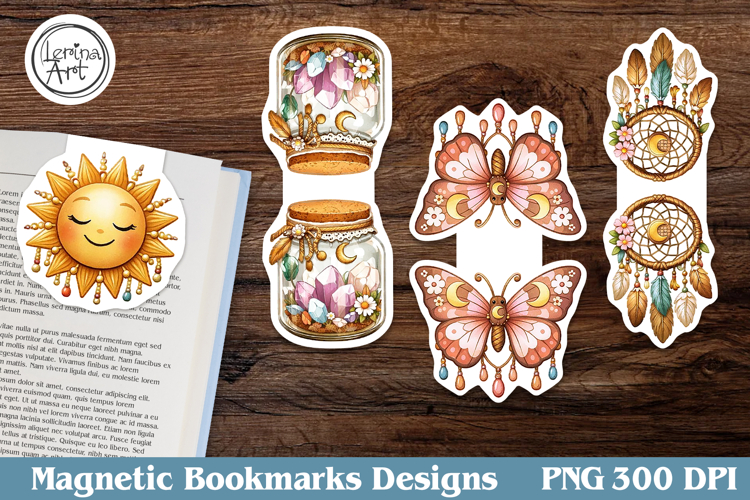 Boho Summer Magnetic Bookmarks 4 PNG