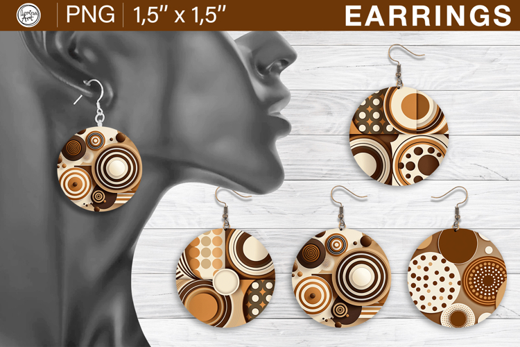 Boho earrings sublimation designs, 4 PNG