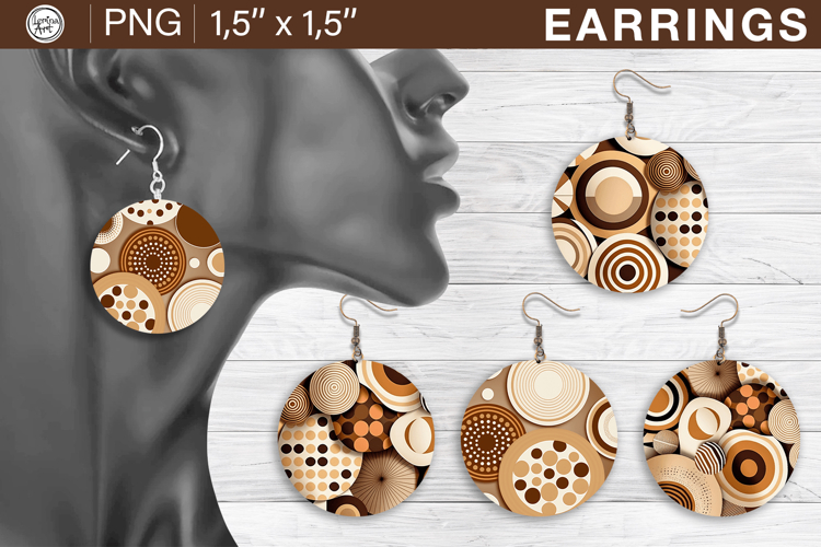 Boho earrings sublimation designs, 4 PNG