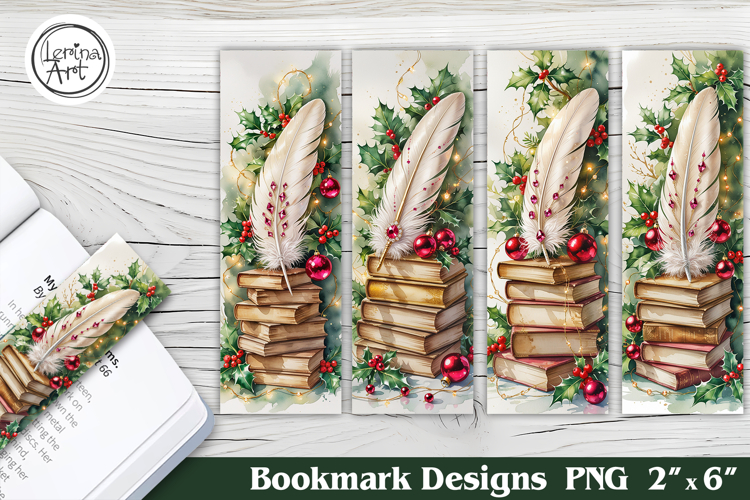 Christmas Feather Printable Bookmark 4 PNG