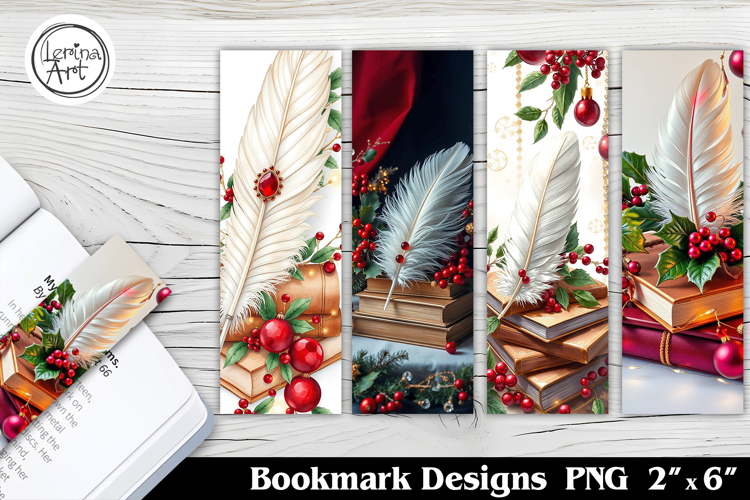 Christmas Feather Printable Bookmark 4 PNG