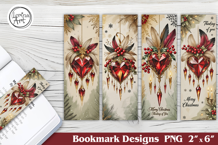 Christmas Heart Printable Bookmark 4 PNG