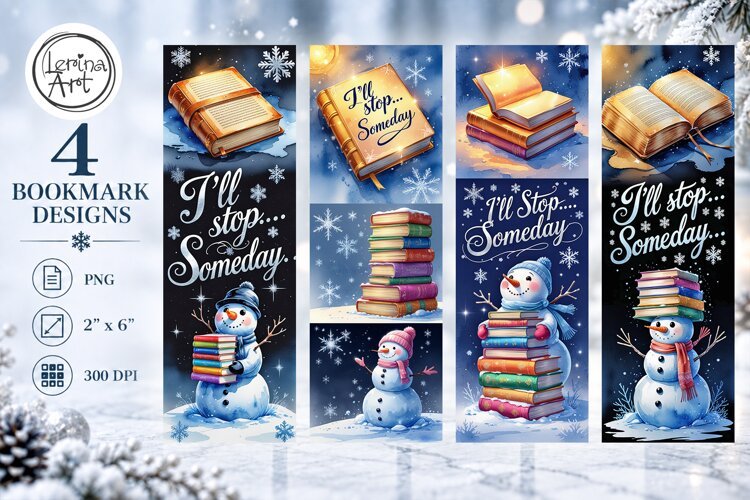 Christmas / Snowman / Printable Bookmark / 4 PNG