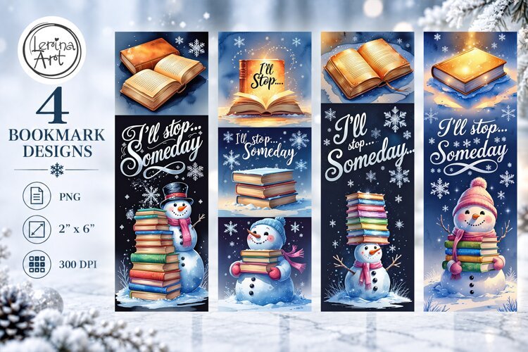 Christmas / Snowman / Printable Bookmark / 4 PNG