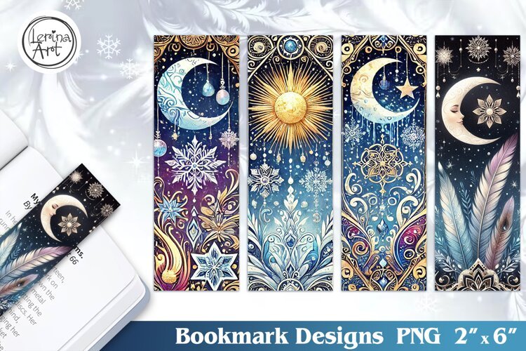 Winter Celestial Bookmarks | Printable Bookmark 4 PNG
