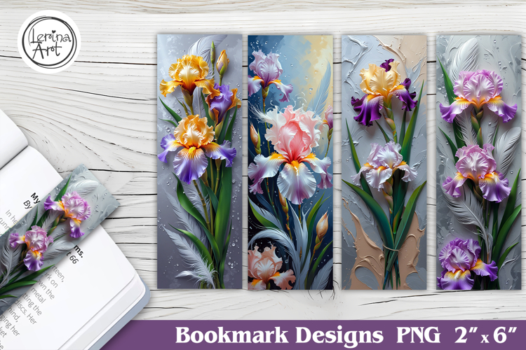 Irises Printable Bookmark 4 PNG