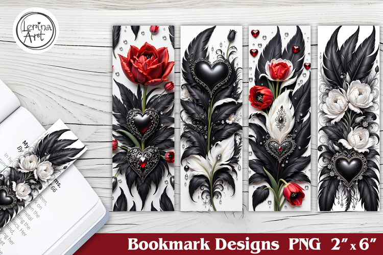 Feather and Flower Printable Bookmark 4 PNG