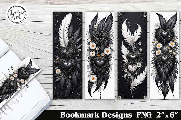 Feather and Flower Printable Bookmark 4 PNG