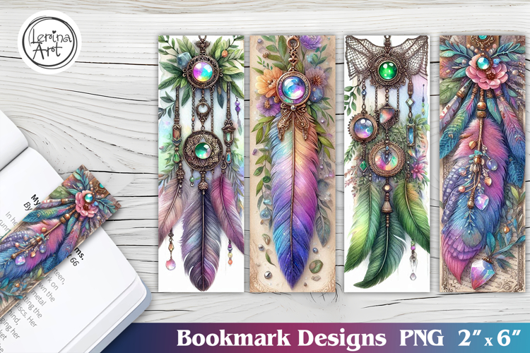 Boho Feather Printable Bookmark 4 PNG