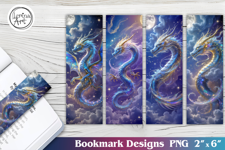 Celestial Dragon Printable Bookmark 4 PNG