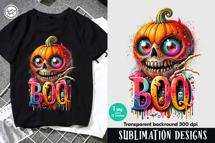 Whimsical Halloween Spooky Pumpkin. PNG sublimation