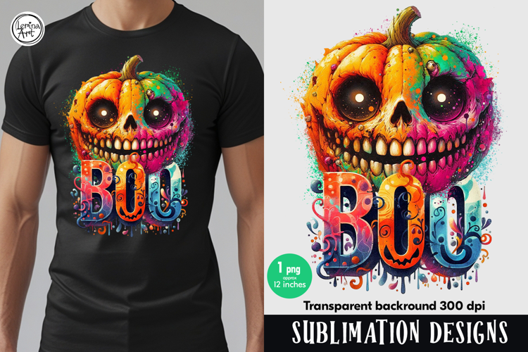 Whimsical Halloween Spooky Pumpkin. PNG sublimation