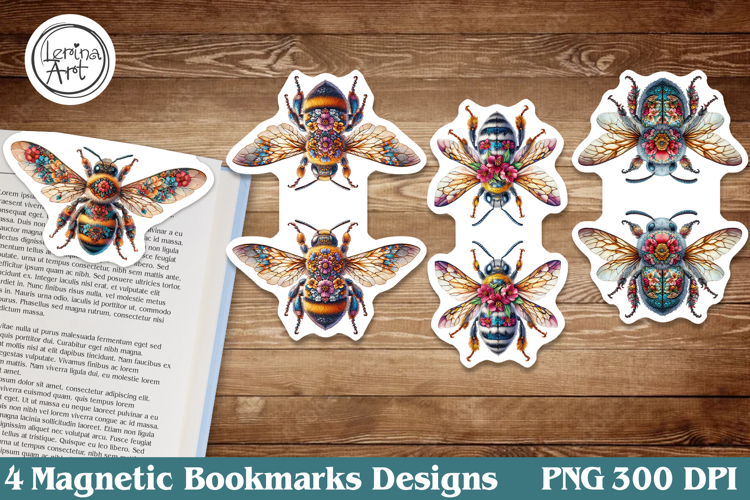 Bugs & Flowers Magnetic Bookmarks 4 PNG