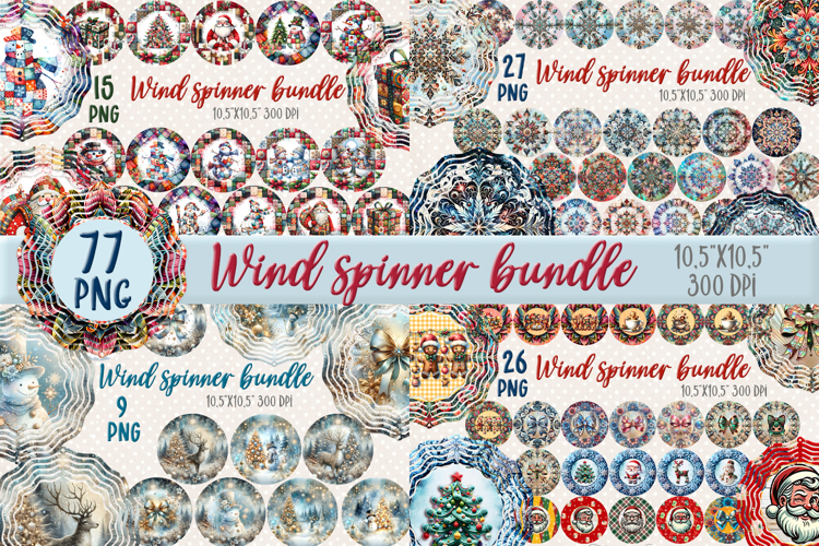 Cute Christmas designs Wind Spinner wrap sublimation BUNDLE