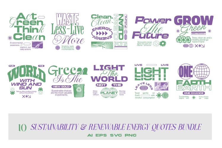 Sustainability Renewable Energy T-shirt Design Bundle example image 1