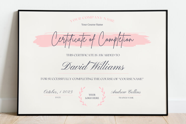 Editable Certificate Of Completion Canva Template example image 1