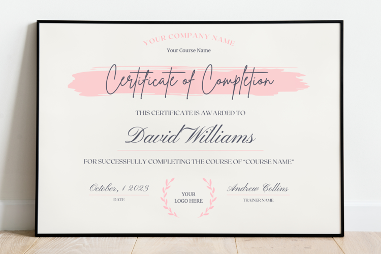 Editable Certificate Of Completion Canva Template