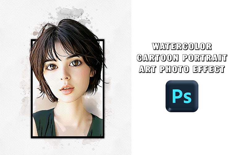 Watercolor Cartoon Portrait Art Photo Effect