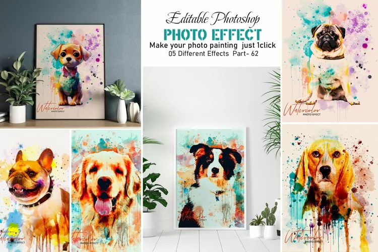 Dog Watercolor Painting Photo Effect